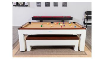 Hathaway Newport II 7-Ft. Pool Table Combo Set with Benches | White with Camel Felt | BG50378