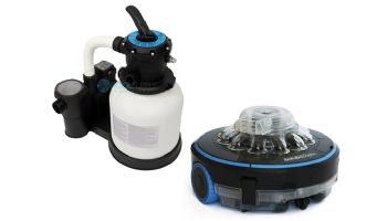 CaliMar® 12" Above Ground Pool Sand Filter with 0.3HP Single Speed Pump and Aquamoto Scrubo Zoom Cordless Robotic Pool Cleaner Kit | CMARITX12-AQM301000