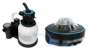 CaliMar® 12" Above Ground Pool Sand Filter with 0.3HP Single Speed Pump and Aquamoto Scrubo Zoom Cordless Robotic Pool Cleaner Kit | CMARITX12-AQM301000