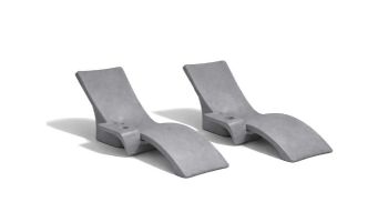 Global Pool Products Lounge Chair with Connecting Table | Set of 2 | Gray | GPP-LFS-G