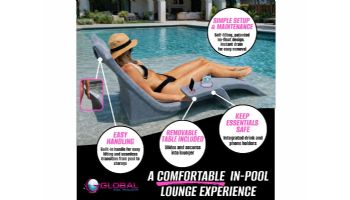 Global Pool Products Lounge Chair with Connecting Table | Set of 2 | Gray | GPP-LFS-G
