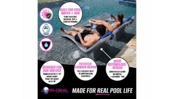 Global Pool Products Lounge Chair with Connecting Table | Set of 2 | Gray | GPP-LFS-G