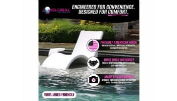 Global Pool Products Lounge Chair with Connecting Table | Set of 2 | Gray | GPP-LFS-G