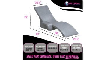 Global Pool Products Lounge Chair with Connecting Table | Set of 2 | Gray | GPP-LFS-G