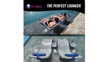 Global Pool Products Lounge Chair with Connecting Table | Set of 2 | Gray | GPP-LFS-G