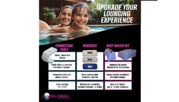 Global Pool Products Lounge Chair with Connecting Table | Set of 2 | White | GPP-LFS-W