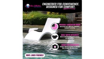 Global Pool Products Lounge Chair with Connecting Table | Set of 2 | White | GPP-LFS-W