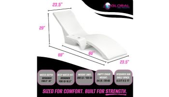 Global Pool Products Lounge Chair with Connecting Table | Set of 2 | White | GPP-LFS-W