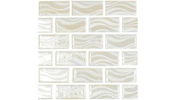 National Pool Tile Glacier Bay 1x2 Glass Tile | White Blend | GLC-ICEBERG1X2