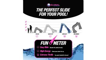 Global Pool Products Bad Axe X7 Swimming Pool Slide | Right Turn | Silver Quartz | GPPS-BAX7-SQ-R