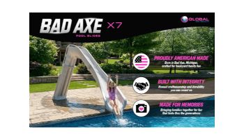 Global Pool Products Bad Axe X7 Swimming Pool Slide | Right Turn | Blue Quartz | GPPS-BAX7-BQ-R