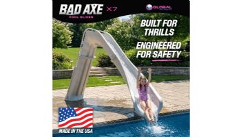 Global Pool Products Bad Axe X7 Swimming Pool Slide | Right Turn | Blue Quartz | GPPS-BAX7-BQ-R