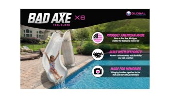 Global Pool Products Bad Axe X6 Swimming Pool Slide | Left Turn | Silver Quartz | GPPS-BAX6-SQ-L