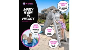 Global Pool Products Bad Axe X6 Swimming Pool Slide | Left Turn | Blue Quartz | GPPS-BAX6-BQ-L