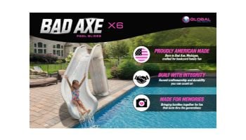 Global Pool Products Bad Axe X6 Swimming Pool Slide | Left Turn | Blue Quartz | GPPS-BAX6-BQ-L