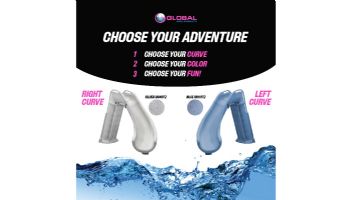 Global Pool Products Bad Axe X6 Swimming Pool Slide | Right Turn | Blue Quartz | GPPS-BAX6-BQ-R