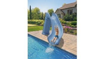 Global Pool Products Bad Axe X6 Swimming Pool Slide | Right Turn | Blue Quartz | GPPS-BAX6-BQ-R