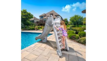 Global Pool Products Bad Axe X6 Swimming Pool Slide | Right Turn | Silver Quartz | GPPS-BAX6-SQ-R