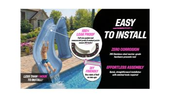 Global Pool Products Bad Axe X6 Swimming Pool Slide | Right Turn | Silver Quartz | GPPS-BAX6-SQ-R