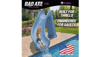 Global Pool Products Bad Axe X6 Swimming Pool Slide | Right Turn | Silver Quartz | GPPS-BAX6-SQ-R