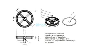 AquaStar 20" Open Circle Drain | White | OCD101