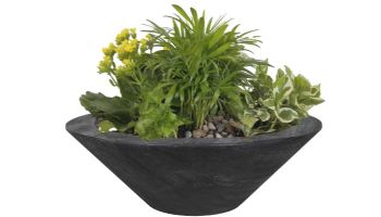 The Outdoor Plus 32" Round Cazo Planter Bowl | GFRC Wood Grain | Ebony | OPT-32RWGPO-EBN
