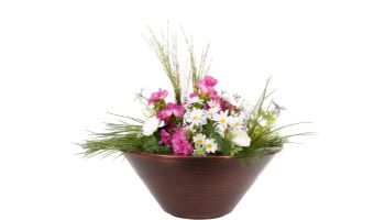 The Outdoor Plus 30" Round Cazo Planter Bowl | Hammered Patina Copper | OPT-R30CPO