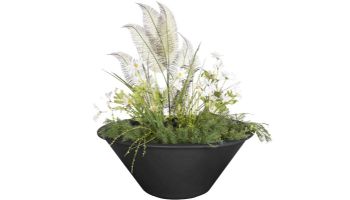 The Outdoor Plus 24" Round Cazo Planter Bowl | Powder-Coated Metal | Black | OPT-R24PCPO-BLK
