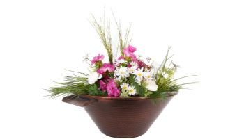 The Outdoor Plus 24" Round Cazo Planter & Water Bowl | Hammered Patina Copper | OPT-R24CPW