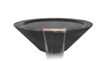 The Outdoor Plus 24" Round Cazo Water Bowl | GFRC Wood Grain | Ebony | OPT-24RWGWO-EBN