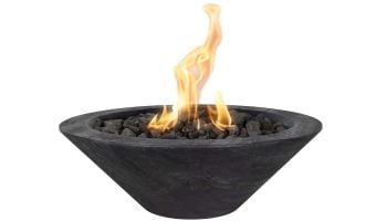 The Outdoor Plus 32" Round Cazo Fire Bowl | GFRC Wood Grain | Match Lit - Natural Gas | Ebony | OPT-32RWGFO-EBN-NG