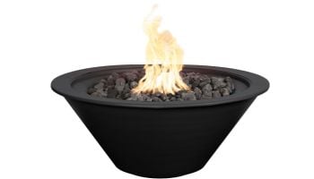 The Outdoor Plus 24" Round Cazo Fire Bowl | Powder-Coated Metal | Match Lit - Liquid Propane | Black | OPT-R24PCFO-BLK-LP