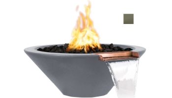 The Outdoor Plus 36" Round Cazo Fire & Water Bowl | GFRC Concrete | Match Lit with Flame Sense - Natural Gas | Ash | OPT-36RFWFSML-ASH-NG