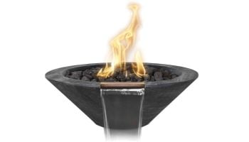 The Outdoor Plus 24" Round Cazo Fire & Water Bowl | GFRC Wood Grain | Low Voltage Electronic Ignition - Natural Gas | Ebony | OPT-24RWGFWE12V-EBN-NG