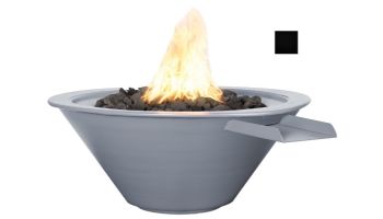 The Outdoor Plus 24" Round Cazo Fire & Water Bowl | Powder-Coated Metal | Match Lit with Flame Sense - Natural Gas | Black | OPT-R24PCFWFSML-BLK-NG