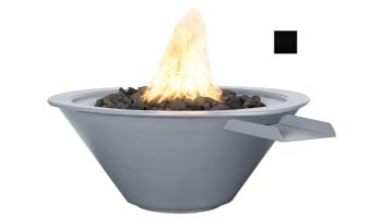 The Outdoor Plus 24" Round Cazo Fire & Water Bowl | Powder-Coated Metal | Match Lit with Flame Sense - Liquid Propane | Black | OPT-R24PCFWFSML-BLK-LP