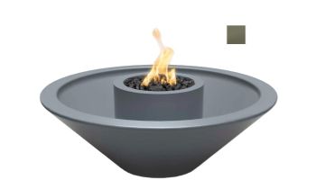 The Outdoor Plus 48" Round Cazo 360 Degree Spill Fire & Water Bowl | GFRC Concrete | Low Voltage Electronic Ignition - Natural Gas | Ash | OPT-48CZFW360E12V-ASH-NG