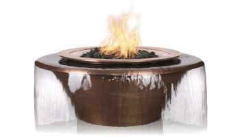 The Outdoor Plus 30" Round Cazo 360 Degree Spill Fire & Water Bowl | Match Lit - Liquid Propane | Hammered Patina Copper | OPT-30FW360-LP