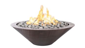 The Outdoor Plus 48" Round Cazo Fire Pit | Narrow Ledge | Low Voltage Electronic Ignition - Natural Gas | Hammered Patina Copper | OPT-RHC48E12V-NG