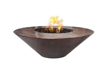 The Outdoor Plus 48" Round Cazo Fire Pit | Wide Ledge | Match Lit with Flame Sense - Natural Gas | Hammered Patina Copper | OPT-RS48FSML-NG