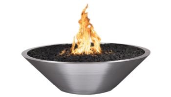 The Outdoor Plus 48" Round Cazo Fire Pit | Narrow Ledge | Low Voltage Electronic Ignition - Natural Gas | Stainless Steel | OPT-SS48FPE12V-NG