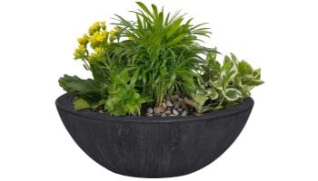 The Outdoor Plus 27" Round Sedona Planter Bowl | GFRC Wood Grain | Ebony | OPT-27RWGPO-EBN