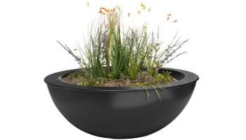 The Outdoor Plus 48" Round Sedona Planter Bowl | Powder-Coated Metal | Black | OPT-48RPCPO-BLK