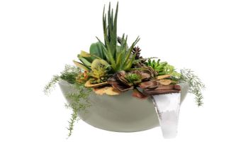 The Outdoor Plus 27" Round Sedona Planter & Water Bowl | GFRC Concrete | Ash | OPT-27RPW-ASH