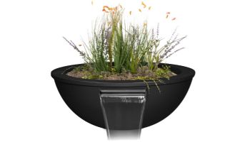 The Outdoor Plus 27" Round Sedona Planter & Water Bowl | Powder Coated Metal | Black | OPT-27RPCPW-BLK