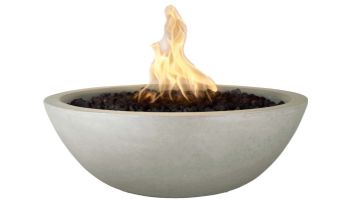 The Outdoor Plus 33" Round Sedona Fire Bowl | GFRC Concrete | Low Voltage Electronic Ignition - Liquid Propane | Ash | OPT-33RFOE12V-ASH-LP