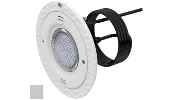 AquaStar Lite Star 20-Degree Adjustable Angle Blue LED Pool and Spa Light with Retrofit Adapter Kit for 8" SwimQuip Niches | 12V 9W | Light Gray Face Plate | LS103-SR-BLUE