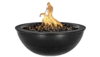 The Outdoor Plus 36" Round Sedona Fire Bowl | Powder Coated Metal | Match Lit with Flame Sense - Liquid Propane | Black | OPT-36RPCFOFSML-BLK-LP