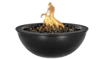 The Outdoor Plus 36" Round Sedona Fire Bowl | Powder Coated Metal | Low Voltage Electronic Ignition - Liquid Propane | Black | OPT-36RPCFOE12V-BLK-LP