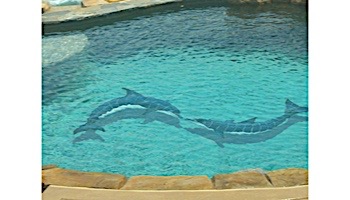 Ceramic Mosaic Blue Dolphin-A with Shadow | 37" x 26" | BD42-36/SH